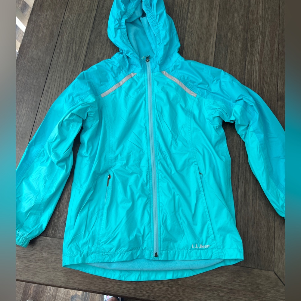 L.L. Bean Teal Fleece Lined Rain Jacket